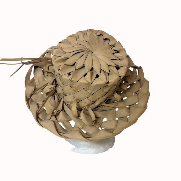 Handwoven Straw Sun Hat Palm Leaf Beach Coastal Market Wide Brim Natural Summer main image 12